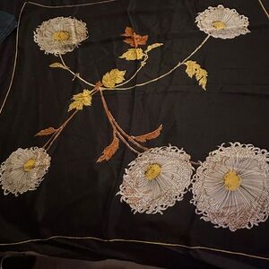 Floral Embroidered Black Scarf